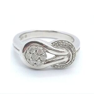 925 Sterling Diamond Love Knot Ring